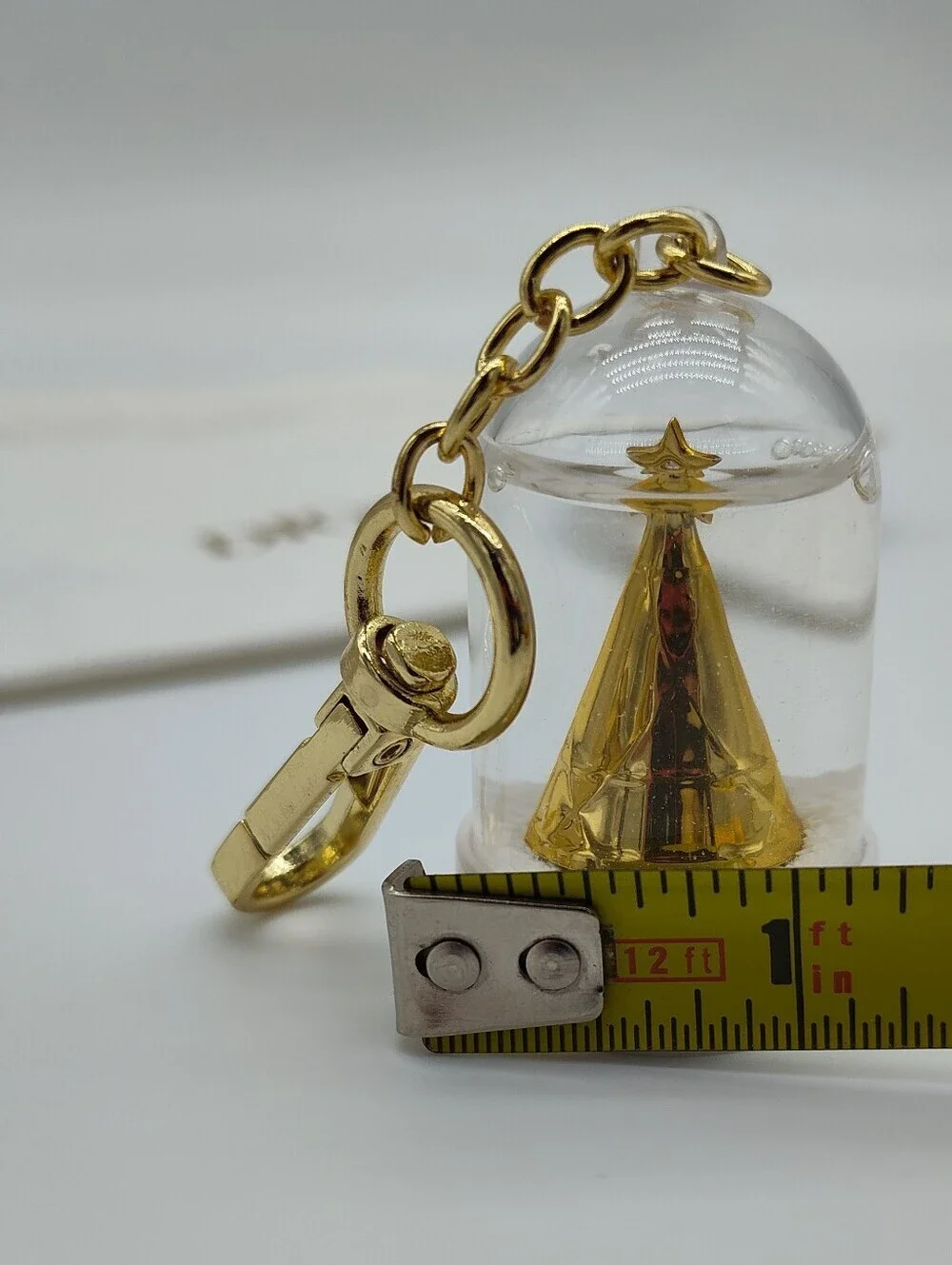 DIOR Snow Globe Keychain Gold Christmas Tree Bag Charm With Dust Bag Japan Rare